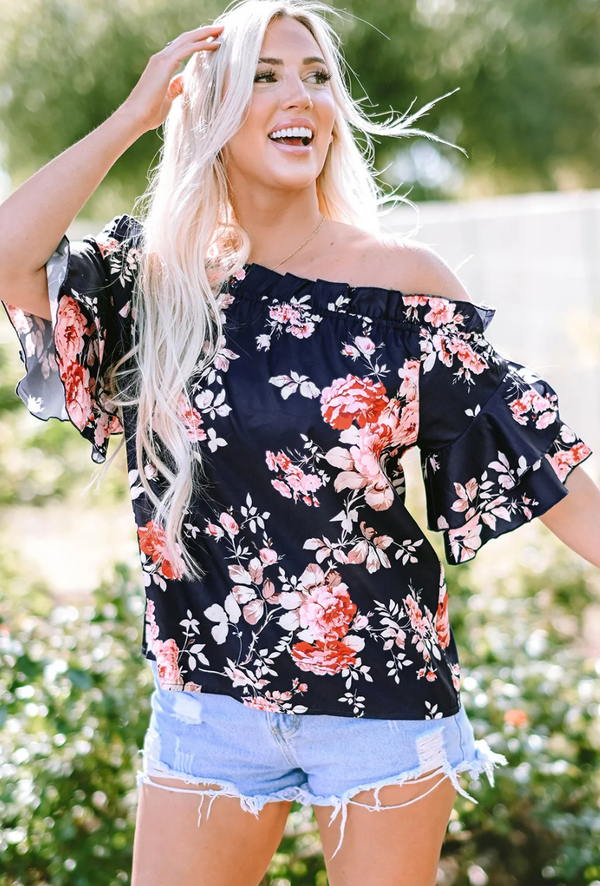 Lace Boutique Collection - Kristine's Floral Ruffle Top.