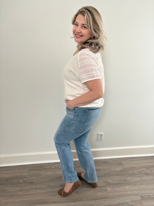 High Waist Dad Straight Leg Jeans