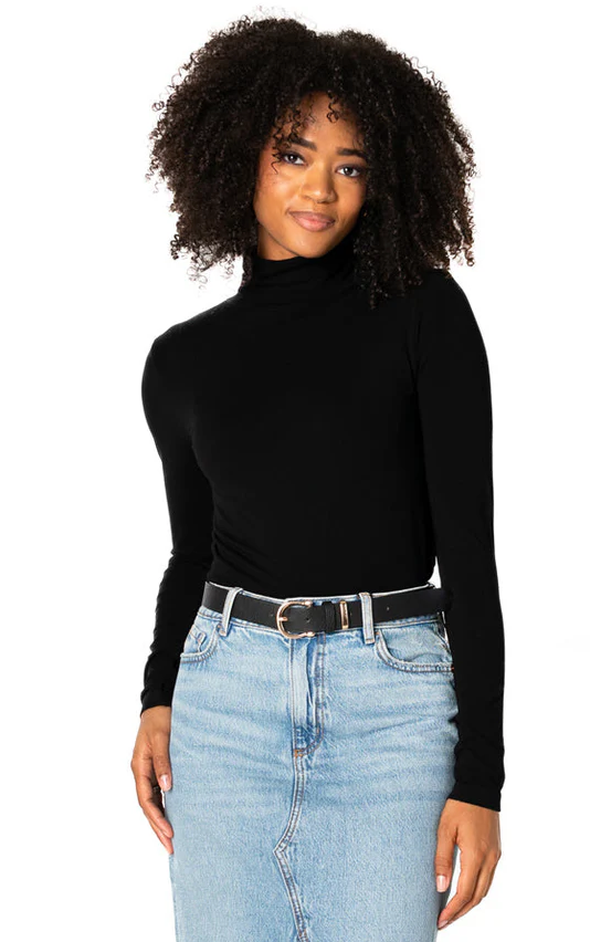 bamboo turtleneck top - shorter length